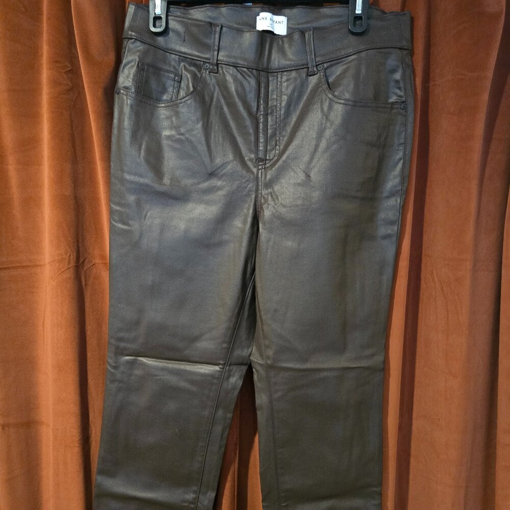Lane Bryant Coated Denim High Rise Pull on Straight Jeans